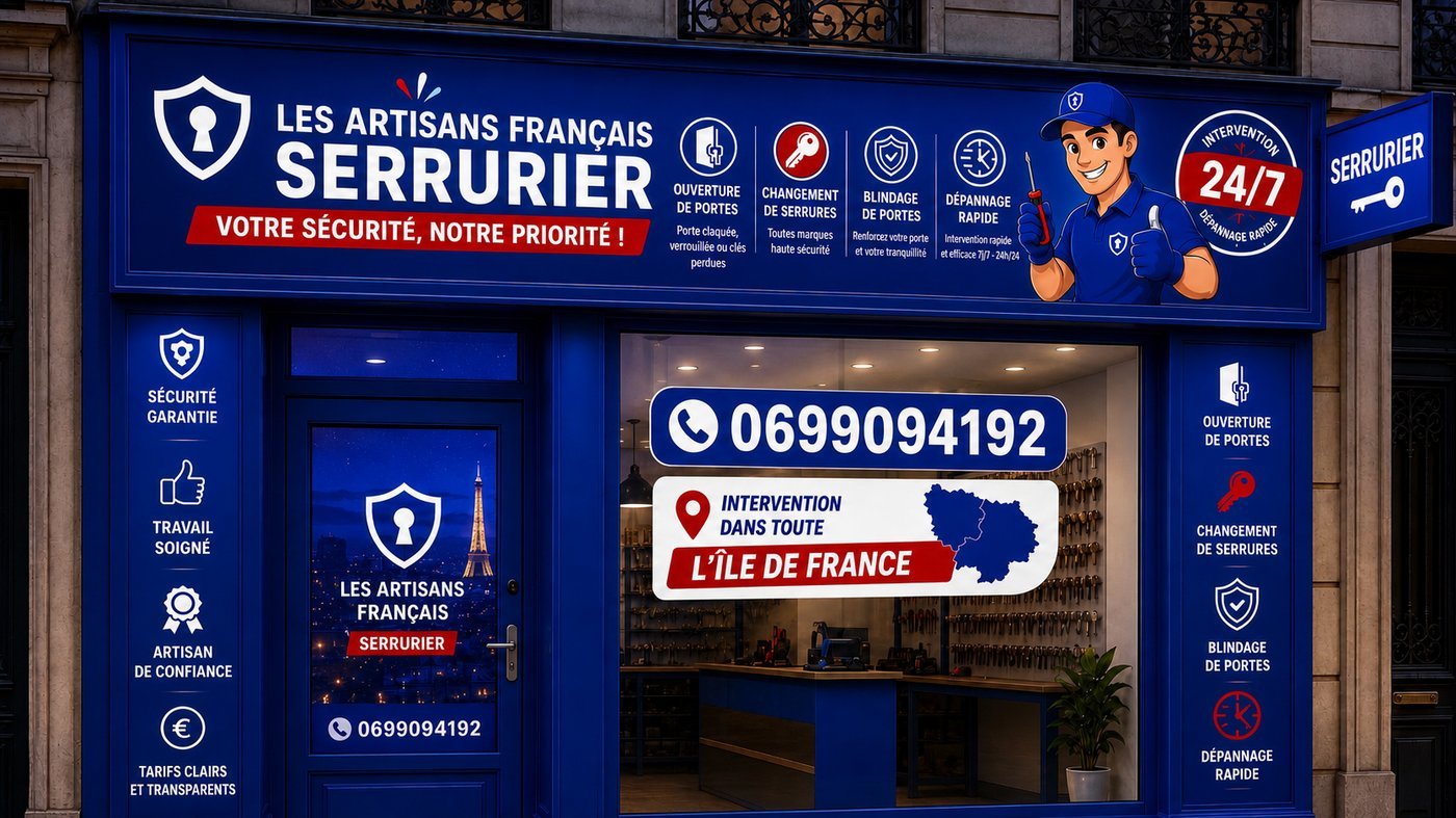 Les Artisans Français Serrurier - Enseigne extérieure dans le Val-d'Oise