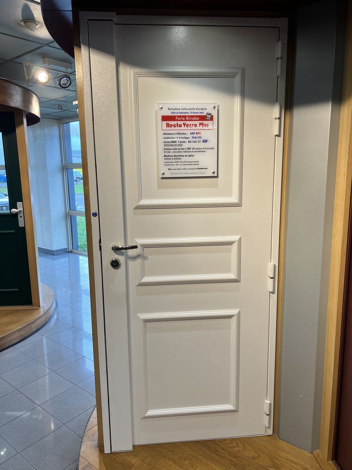Porte blindée verte vitrée pour entrée de pavillon dans le Val-d'Oise